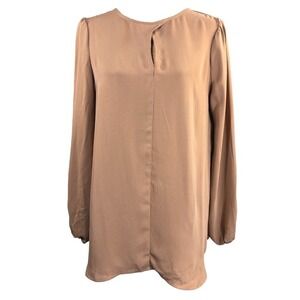NWT Elie Tahari Burnt Cognac Keyhole Neck Tunic‎ Blouse Medium Elegant Career